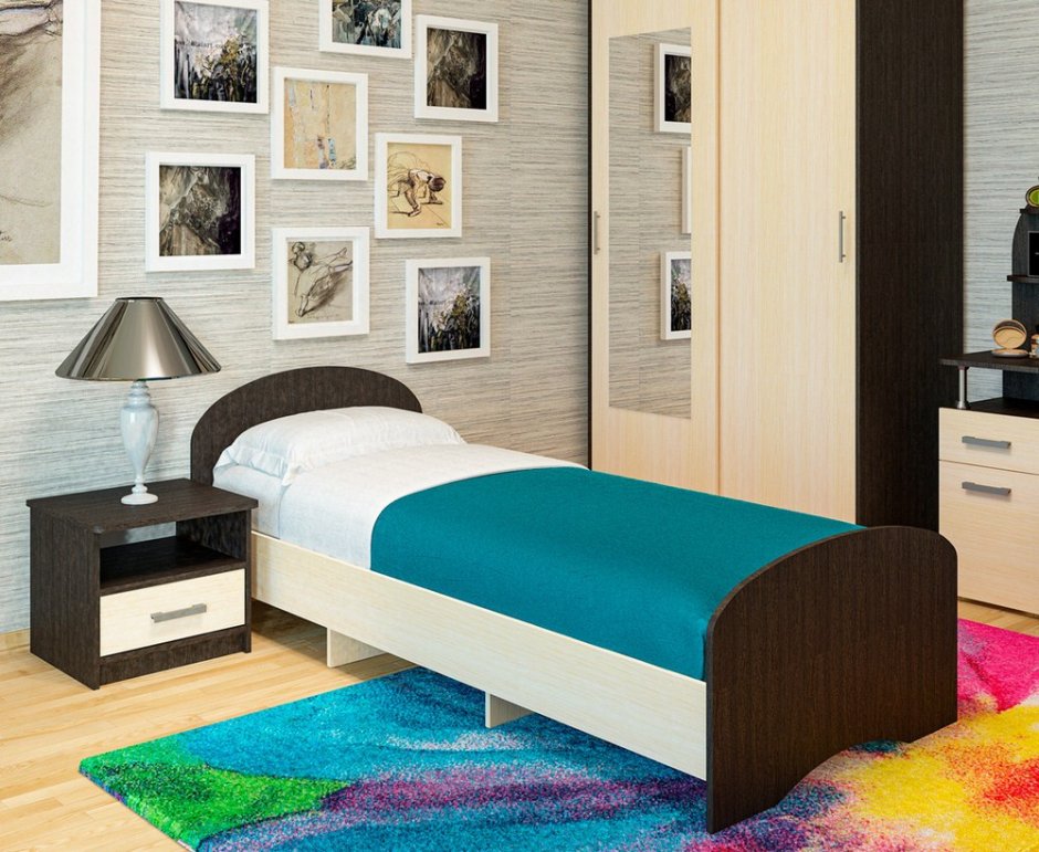 Кровать односпальная венге молочный дуб