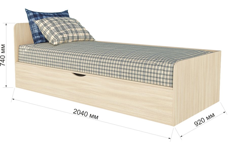 Кровать односпальная молочный дуб