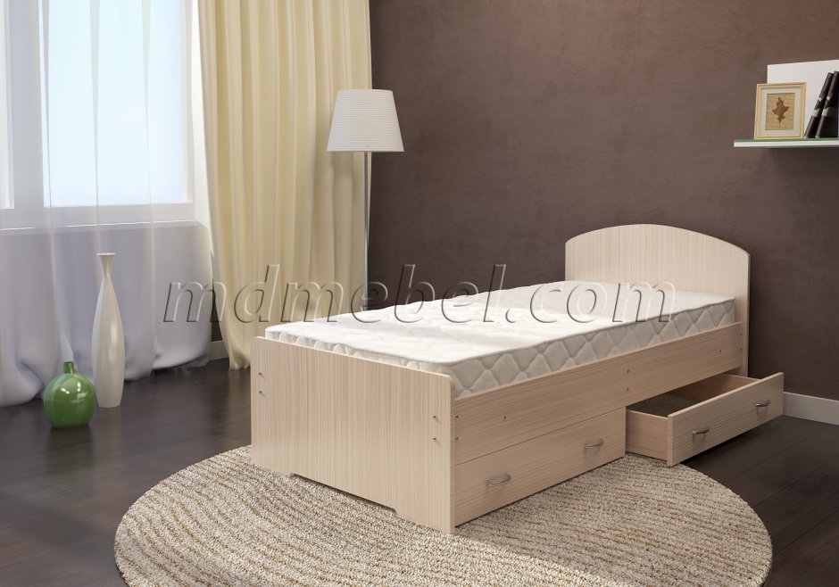 Кровать односпальная с ящиками волна-900