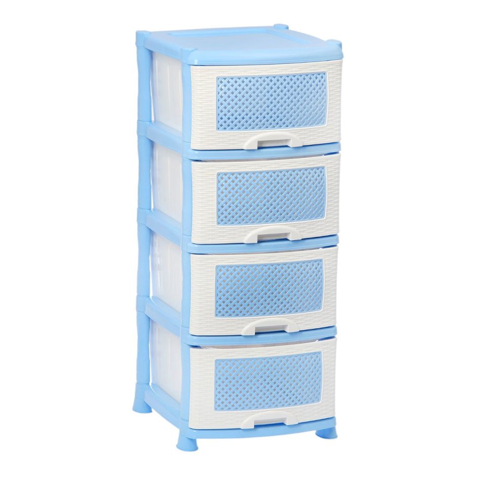 Комод классика (4 секции) плетенка бел Эльфпласт 068