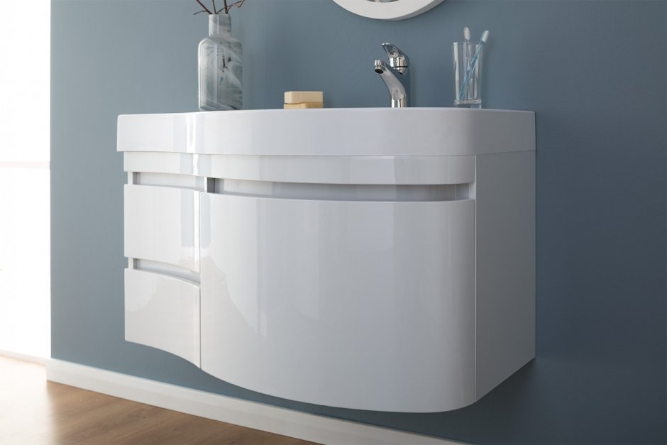 Тумба с раковиной Aquanet сопрано 1-95 белая с ящиком r