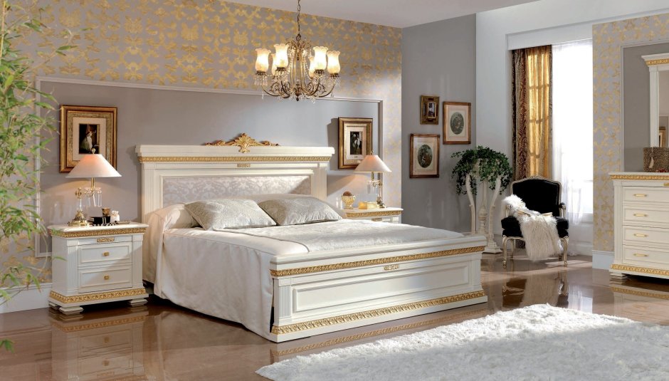 Мебель спальный гарнитур белый классика