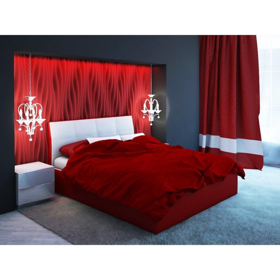 Розово серая спальня