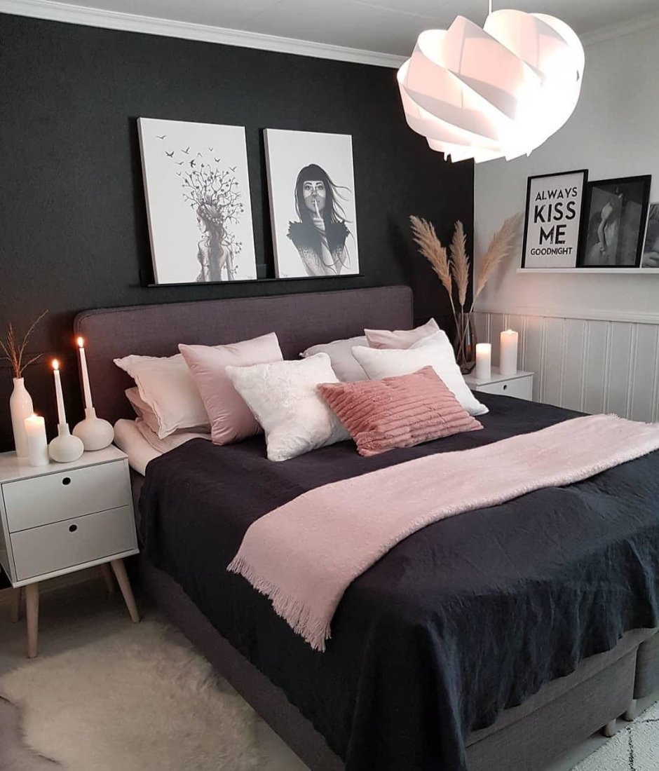 Бордовый цвет в интерьере спальни