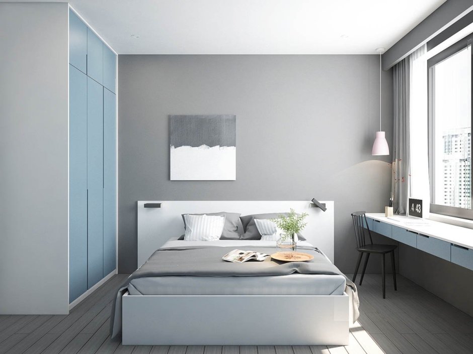 Серая спальня Минимализм