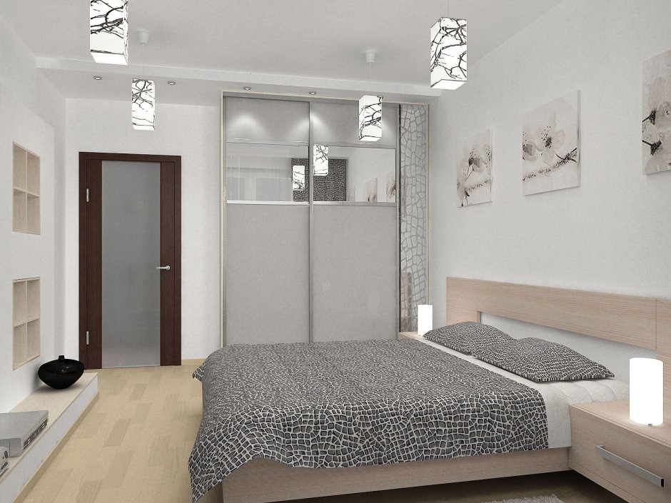 Маленькая спальня со светлой мебелью