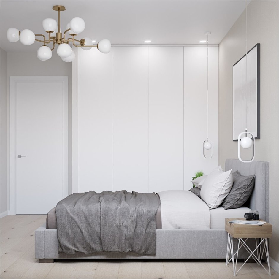 Белый шкаф в интерьере спальни