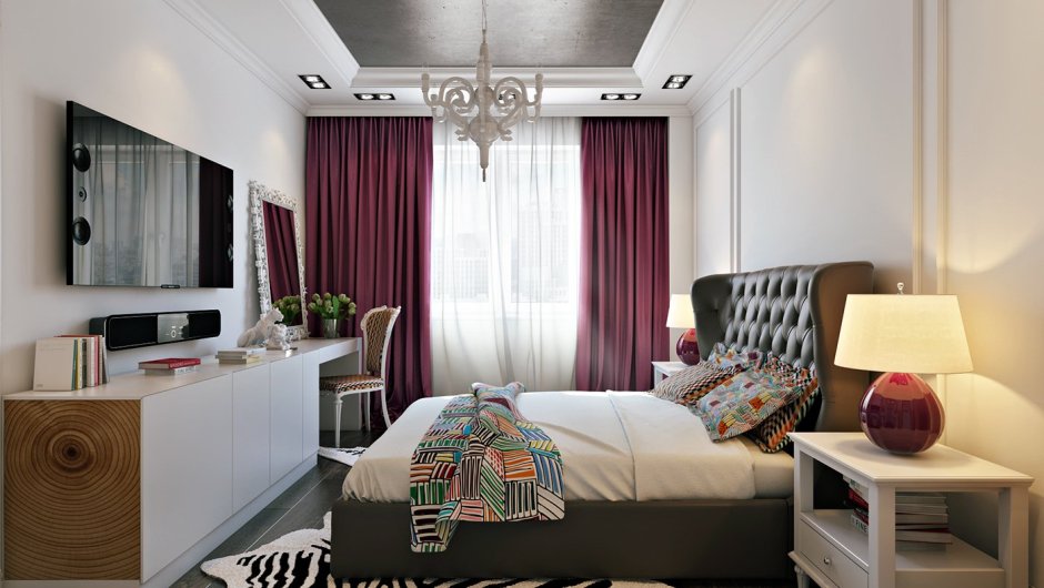 Спальня с диваном 10 кв м