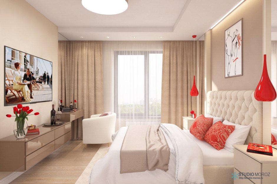 Стена из ламината в спальне