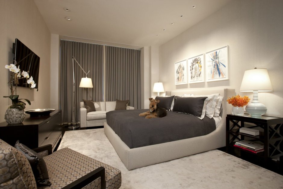 Спальня с большим диваном