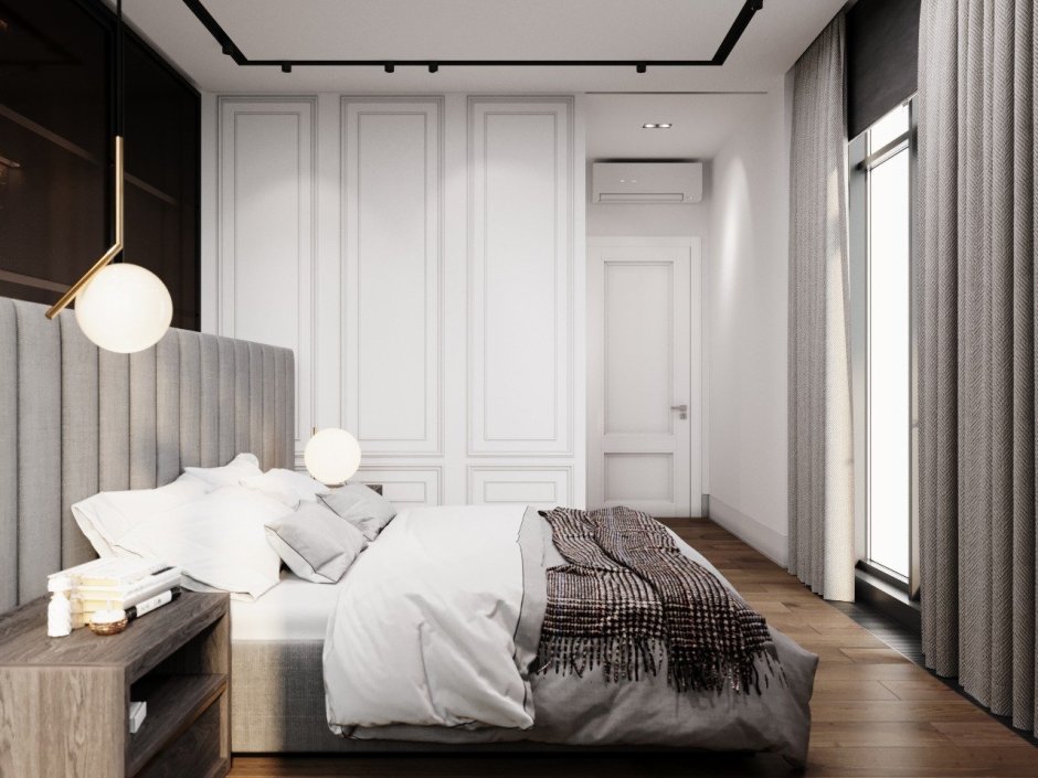 Современная спальня с телевизором