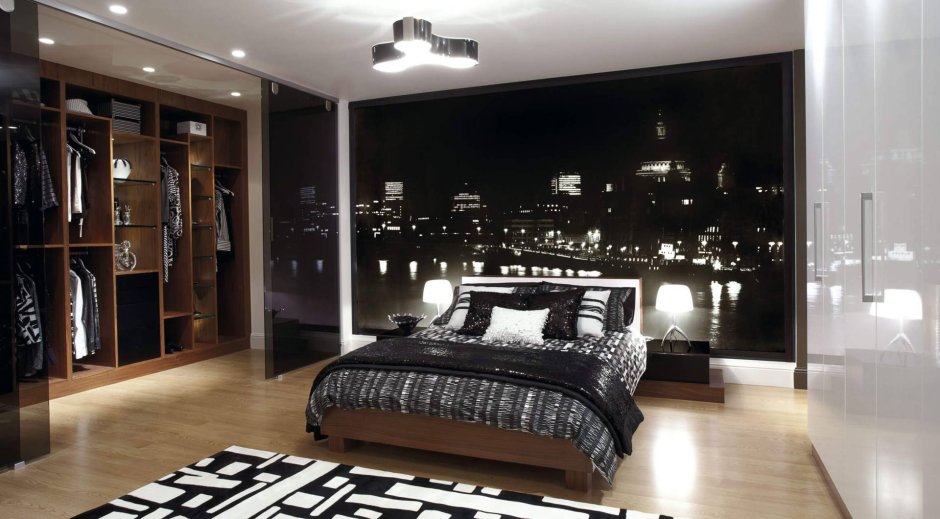 Спальня в стиле ночной город