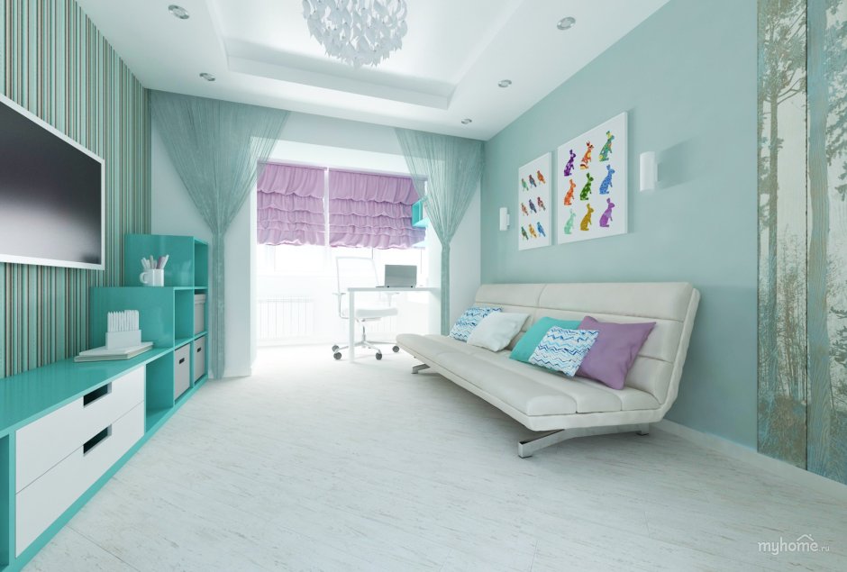 Спальня в мятных тонах