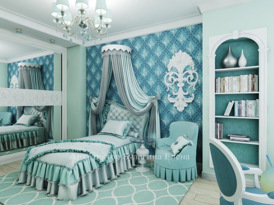 Голубая спальня для девочки подростка