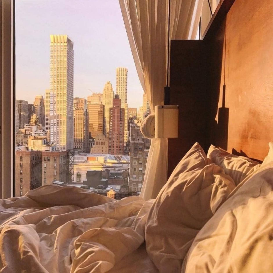 Красивый вид из окна на город