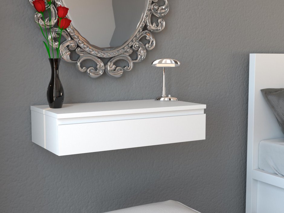 Подвесная консоль с зеркалом в спальню