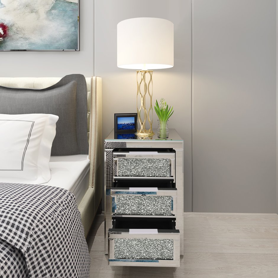 Тумба прикроватная Alouette с зеркальной поверхностью