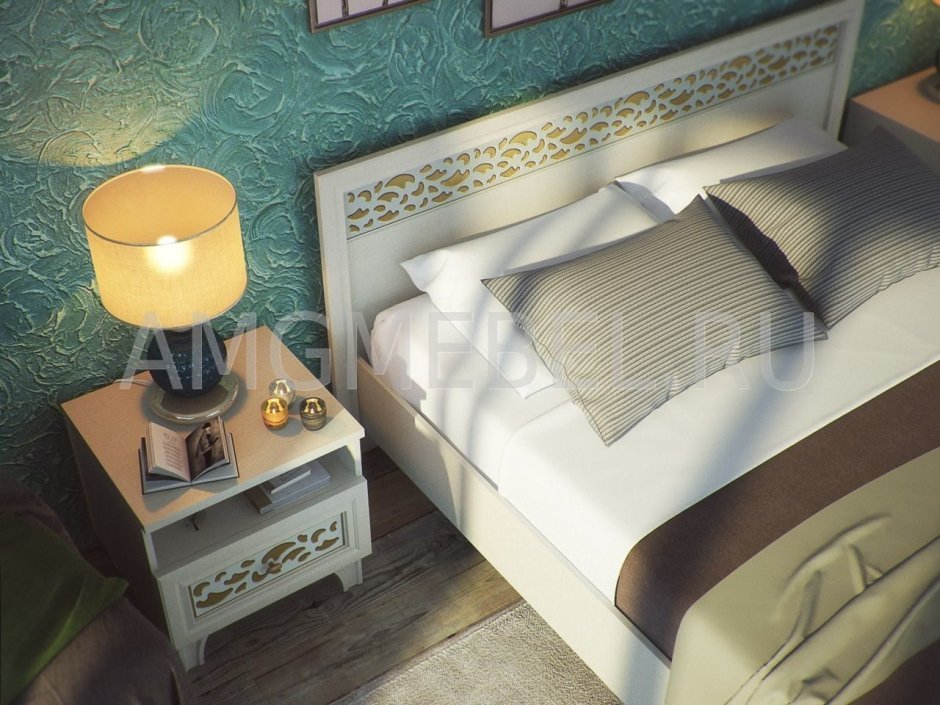 Прикроватная тумбочка с 2 ящиками зеркальная Nightstand