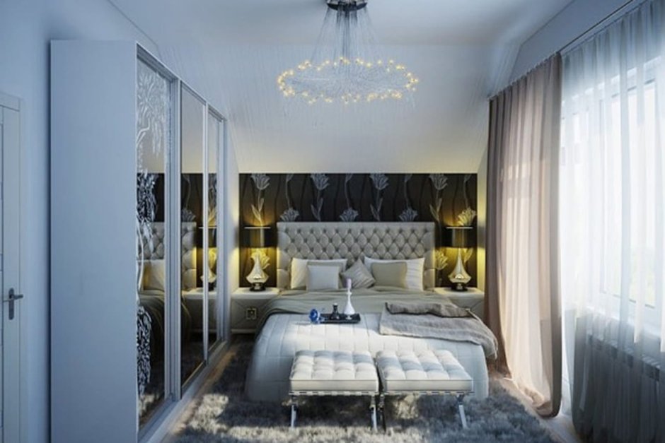 Комбинированные обои в спальне в хрущевке