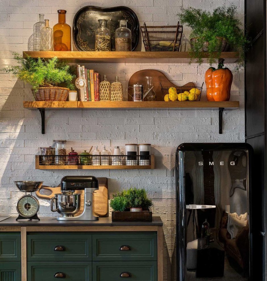 Кухонные полки в стиле лофт