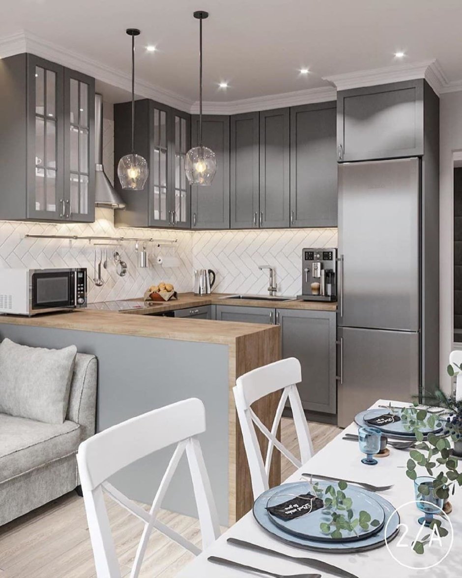 План расстановки мебели на кухне 12 кв.м