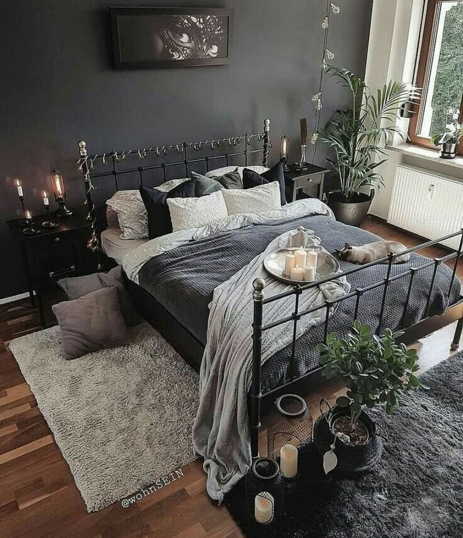 Спальня в стиле арт деко в темных тонах