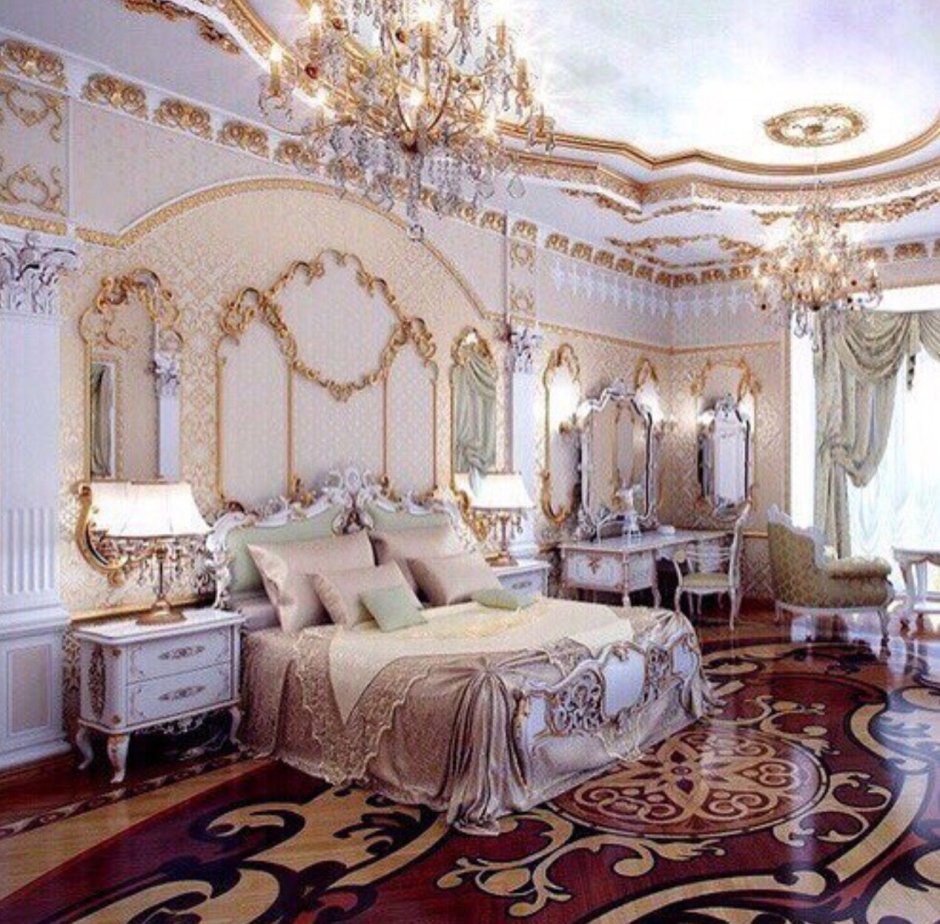 Королевский стиль спальни стиль рококо