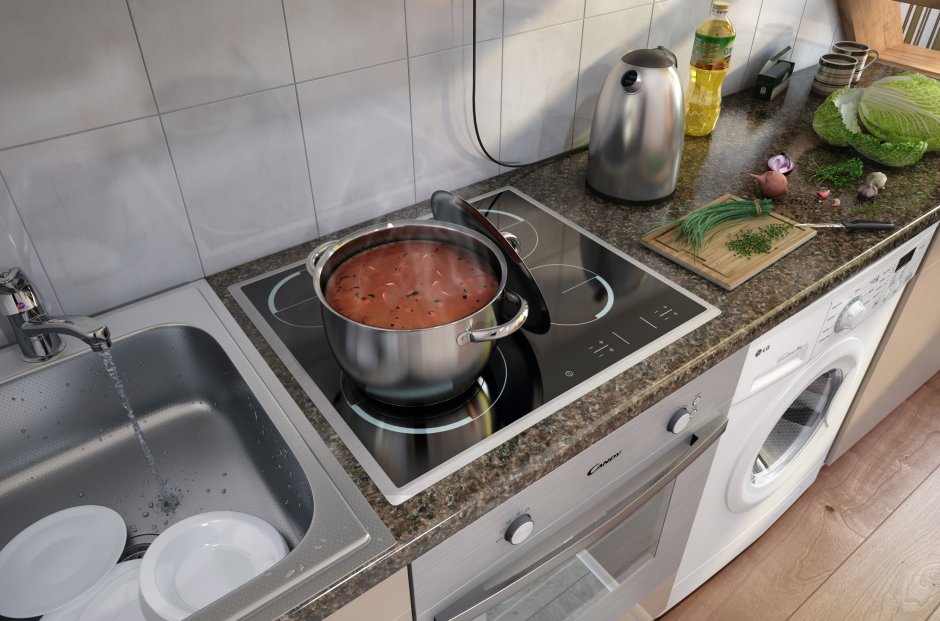 Кухонный остров с плитой