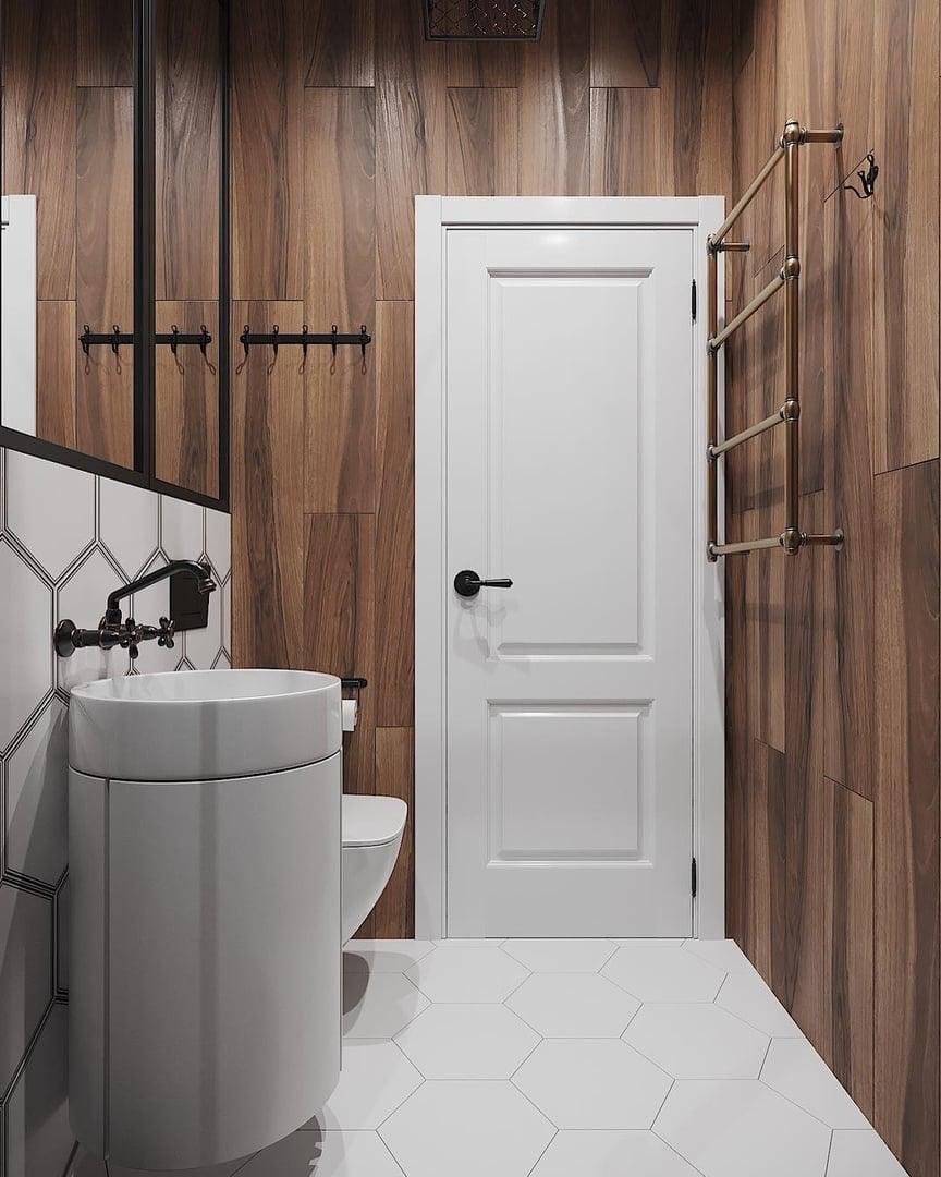 Санузел белый с деревом