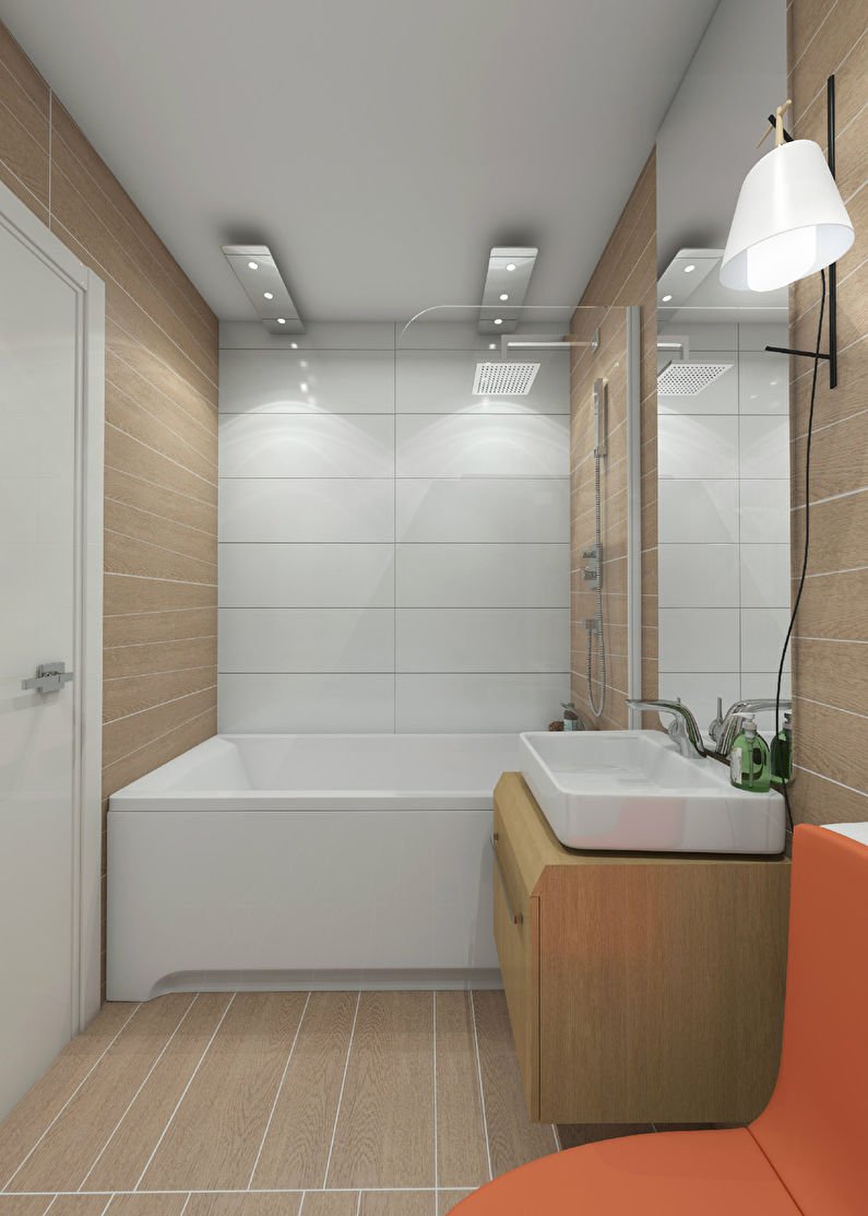 Узкая длинная ванная комната