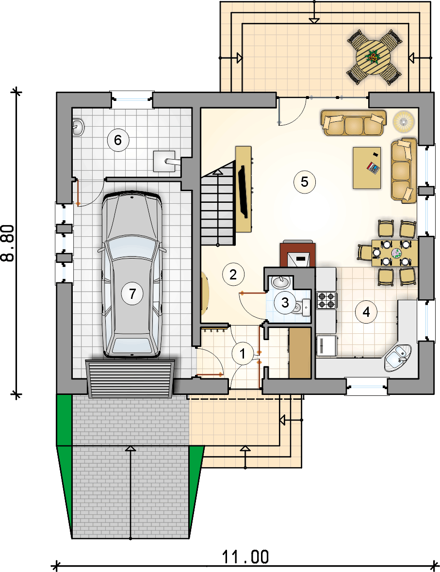 Планировка небольшого дома с гаражом