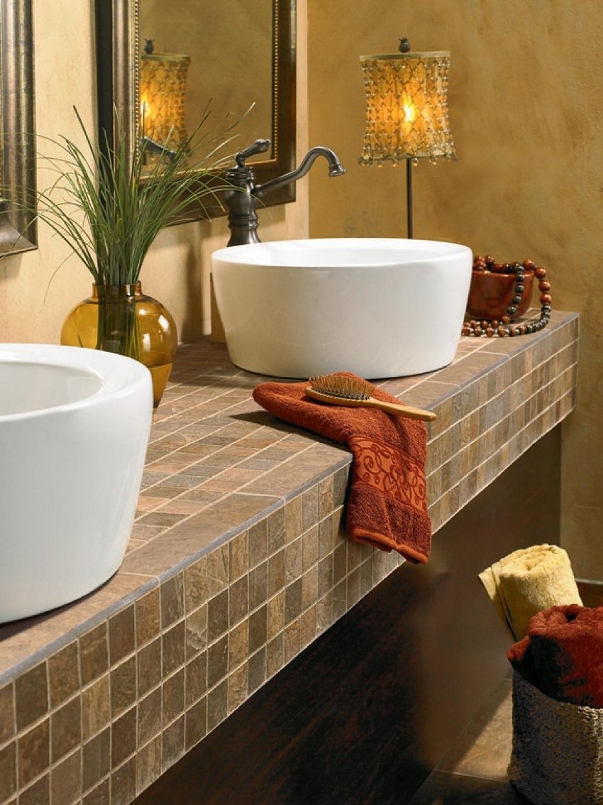 Столешница из бетона в ванную