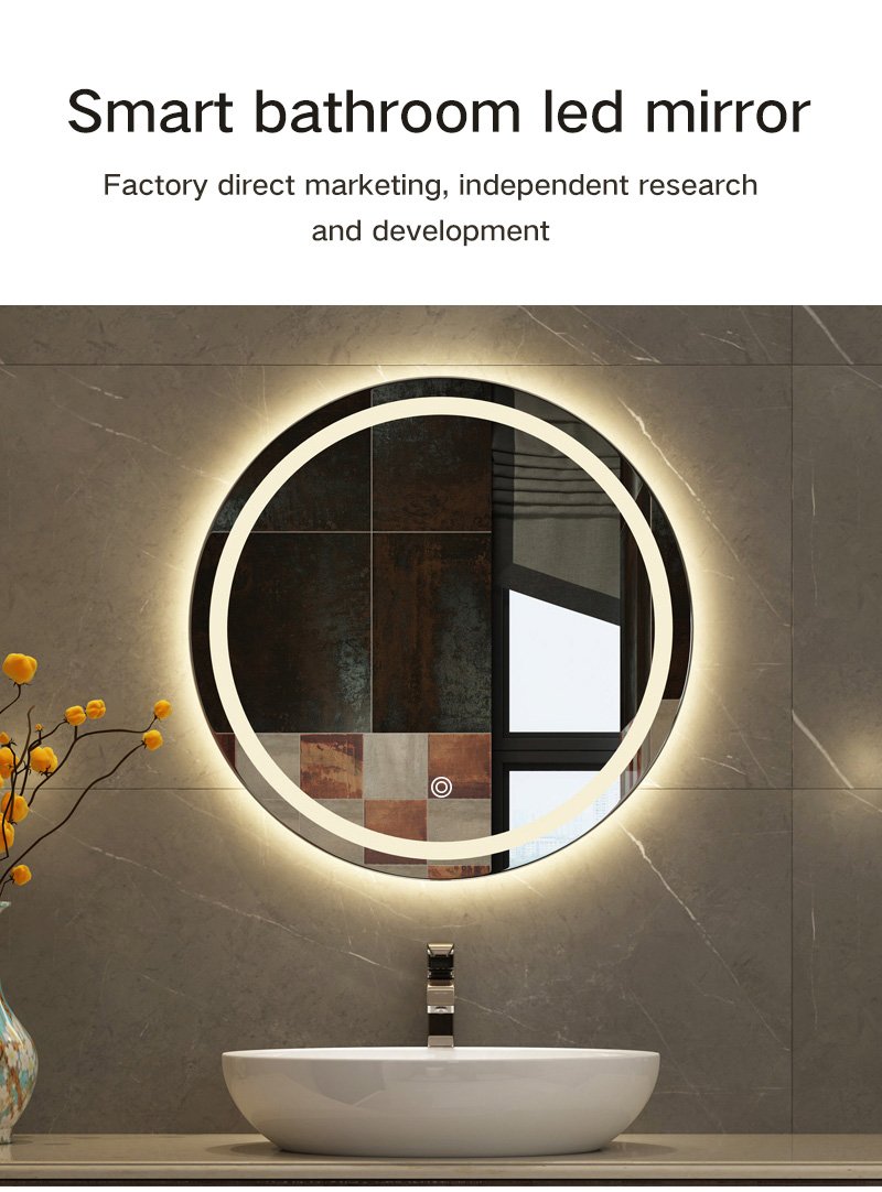 Modern Style Anti-Fog Round Bathroom Smart led Light Mirror