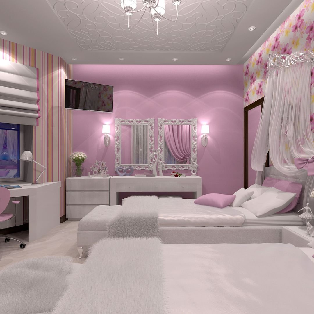 современный дизайн спальни для девочки