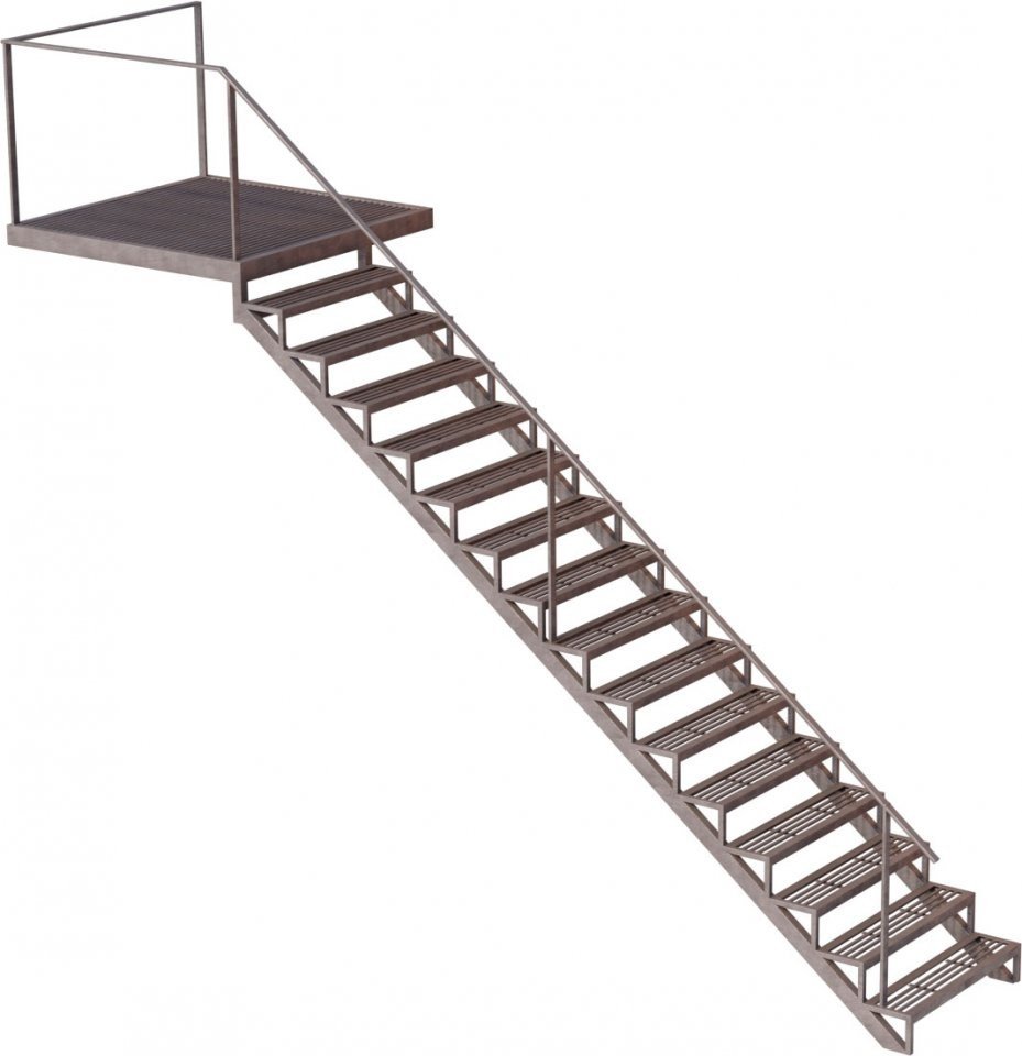 Лестница сварная h= 3500 (половица 800, s=2.0) с перилами