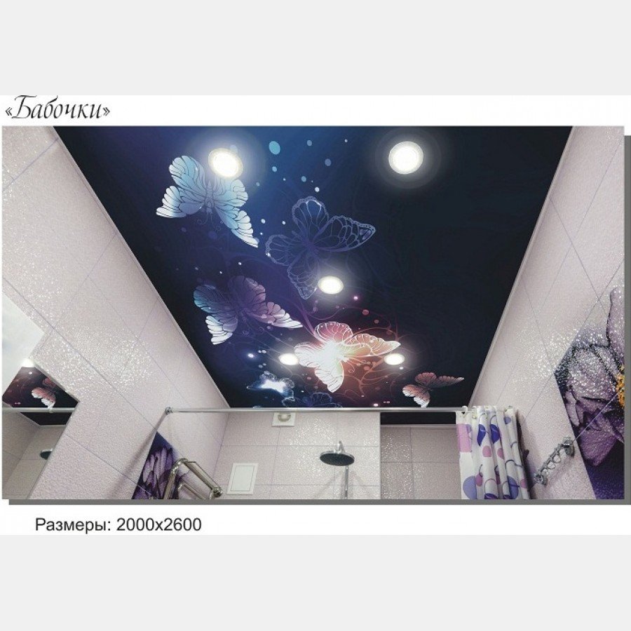 Фотопечать на черном натяжном потолке