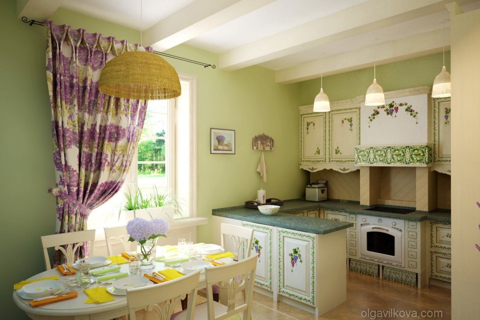 Кухня Прованс зеленая Лорен