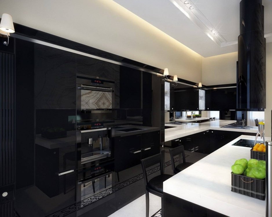 Кухонный гарнитур с черным полом