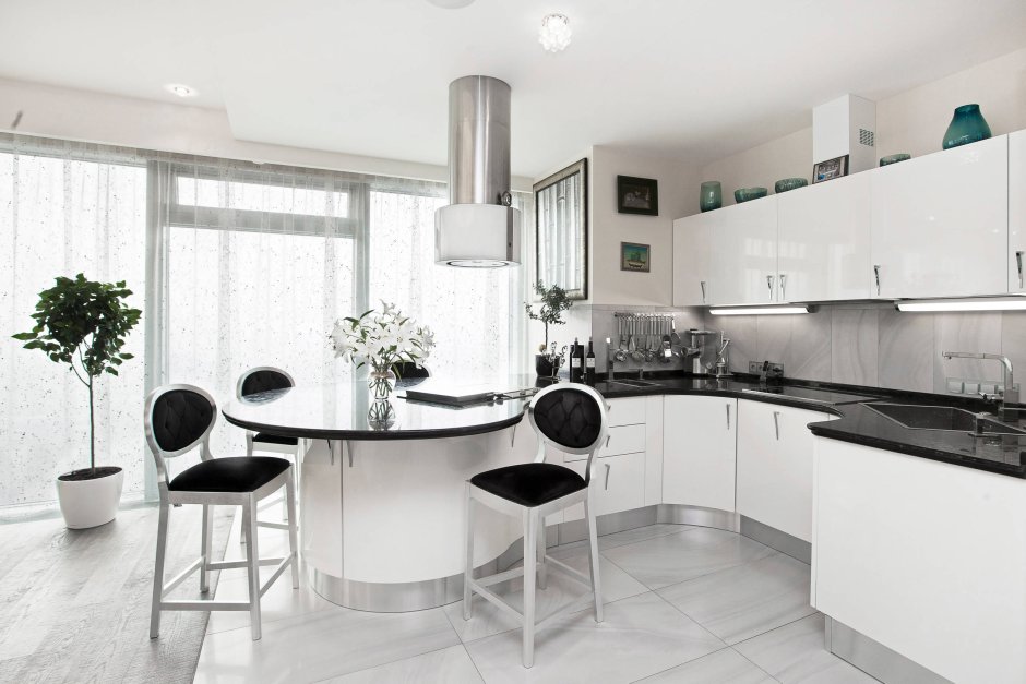 Кухня в стиле черно-белое в квартире