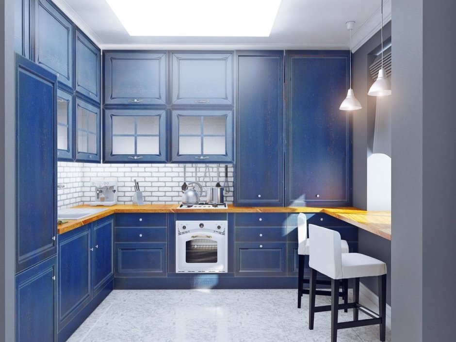 Синий кухонный гарнитур