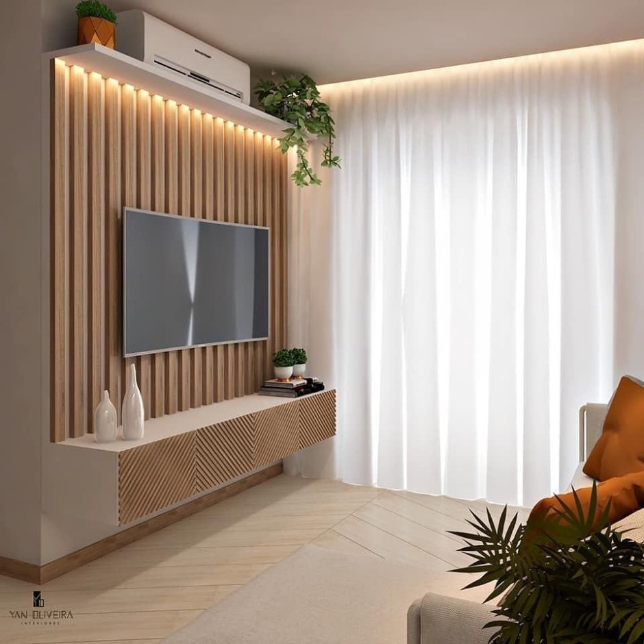 Декор телевизора на стене в современном стиле Alcipan
