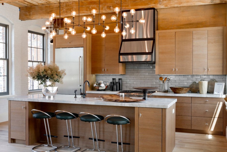 Светильники в стиле Модерн в интерьере кухни