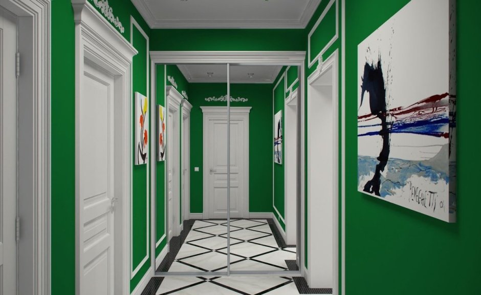 Прихожая в зеленом цвете