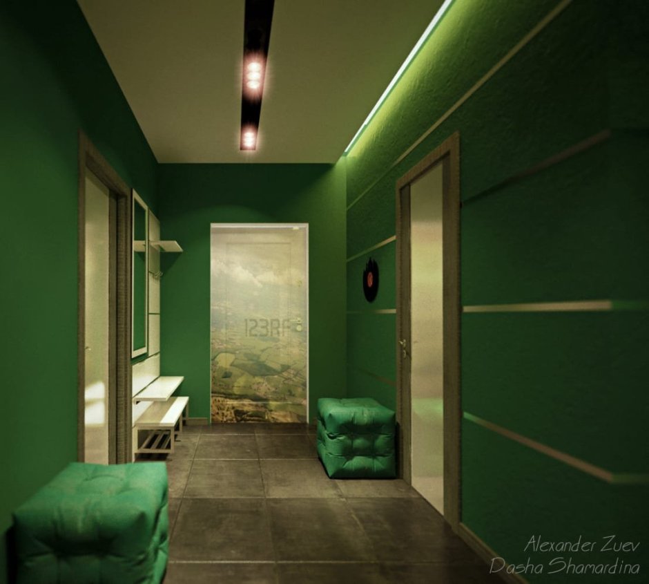 Прихожая в зеленом цвете