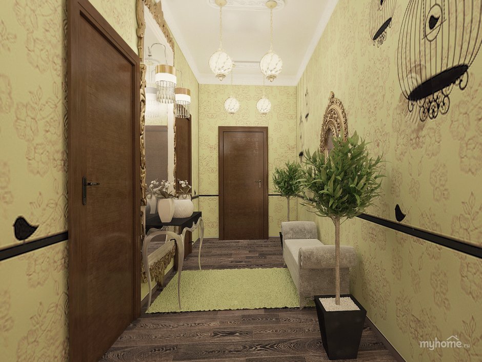 Коридор в зеленом цвете