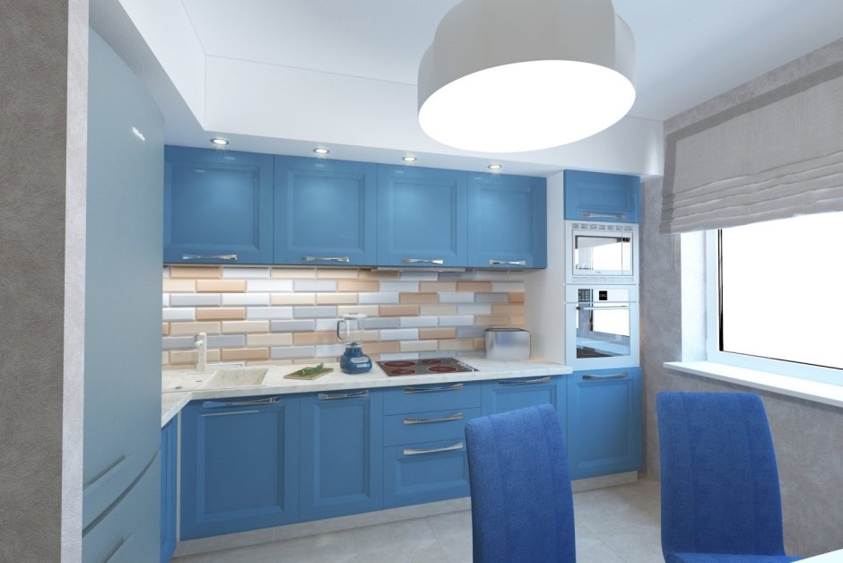 Синяя кухня в парижском стиле