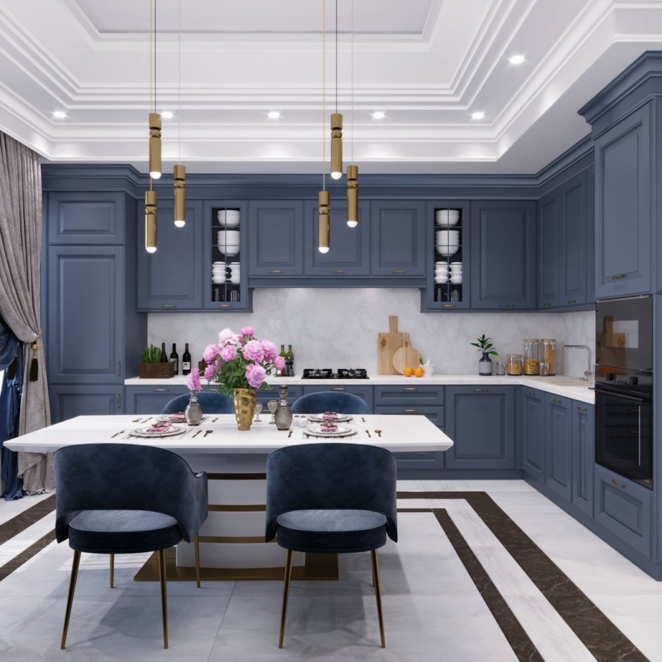 Сине голубая кухня