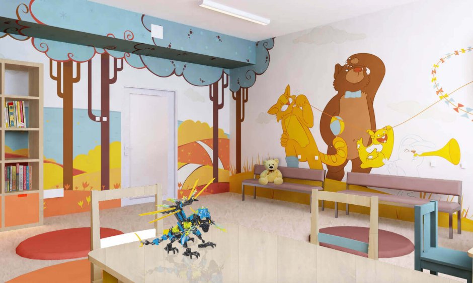 Стены в детских игровых комнатах