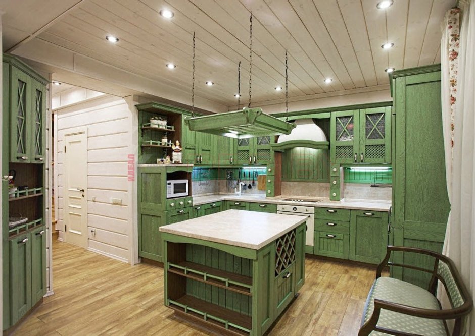 Кухня Кантри зеленая