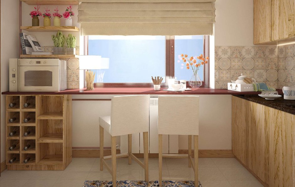 Стол вместо подоконника в детской со шкафами